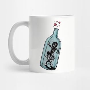 Playing skeletons in glass bottle Mug